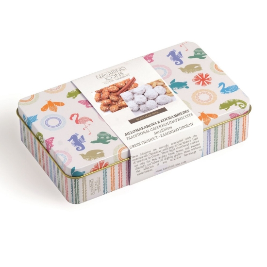 Assortment of mini Melomakarona & mini Kourambiedes 325g Traditional Greek Holiday biscuits